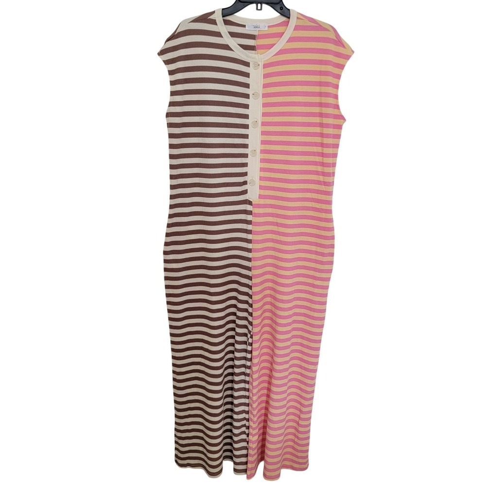 Talulah Winona Jumpsuit Contrast‎ Stripes Sleeveless Button Down Lounge Large